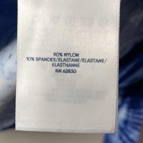 LANDS END Rash Guard Womens XS Swim Shirt NEW Blue Deep Sea Tie Dye Palm Tee - Picture 6 of 8